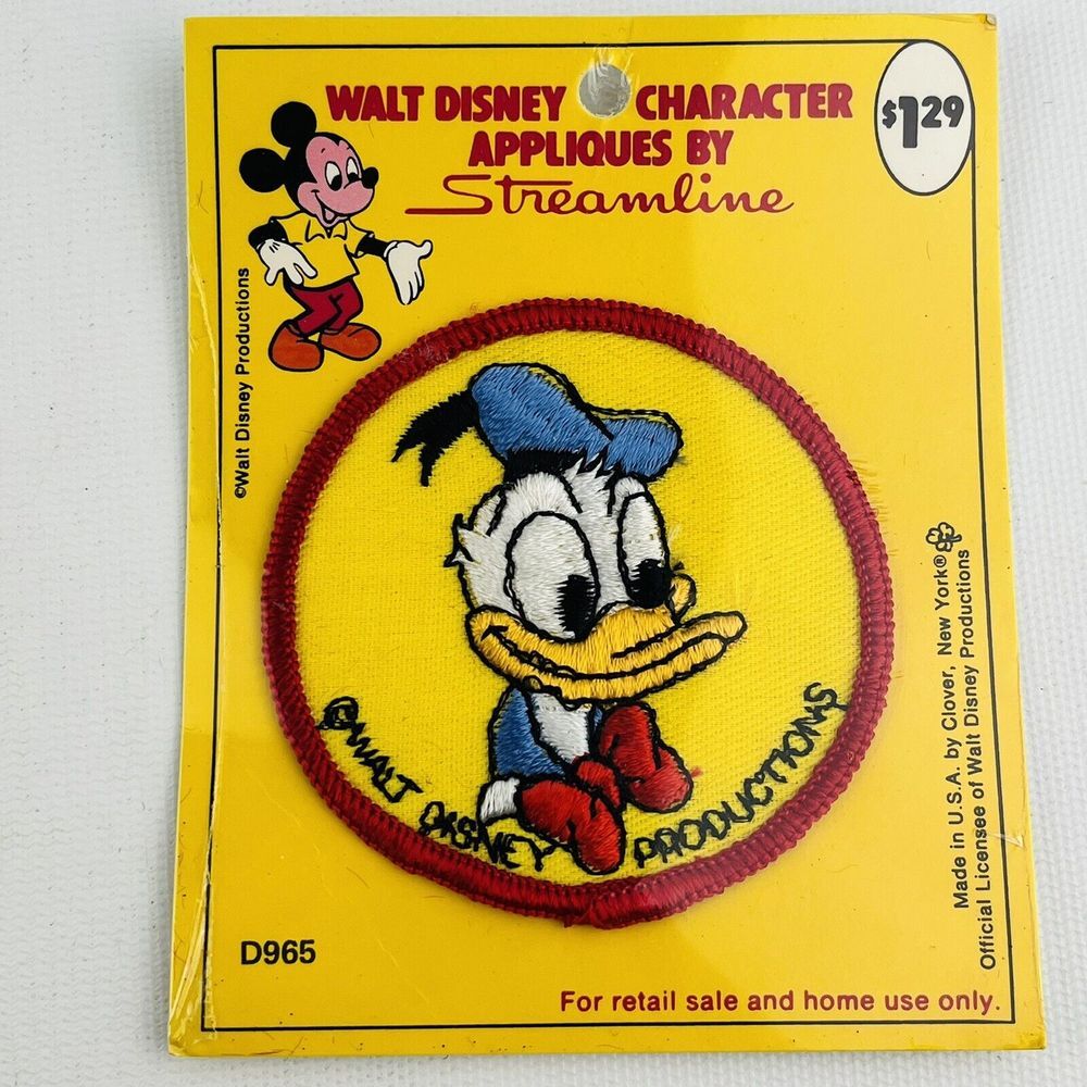 Vintage‎ Walt Disney Donald Duck Embroidery Patch Clover Streamline
